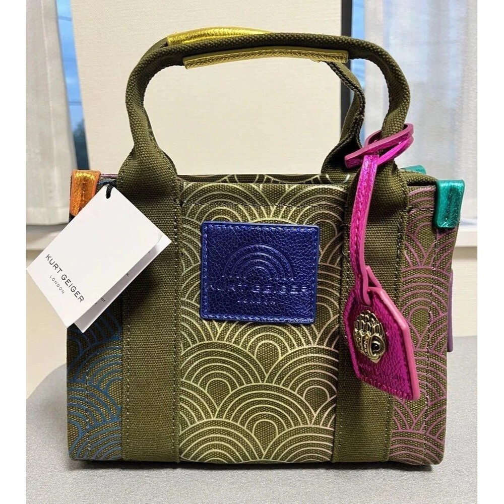 Kurt Geiger London Southbank Green Ombre Rainbow Tote Bag NWT